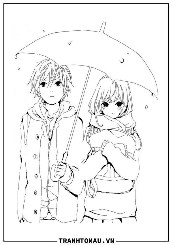 chàng trai và cô gái dưới mưa