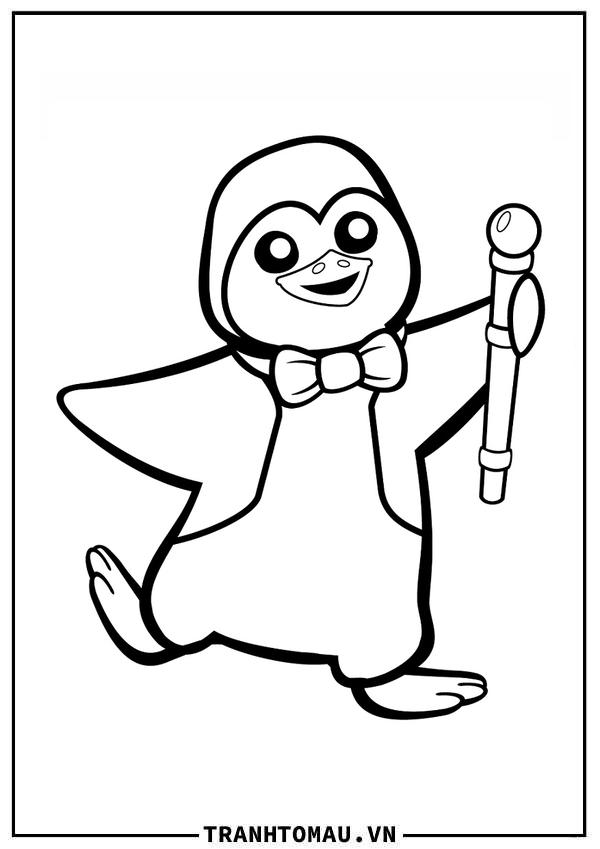 chim cánh cụt cầm mic