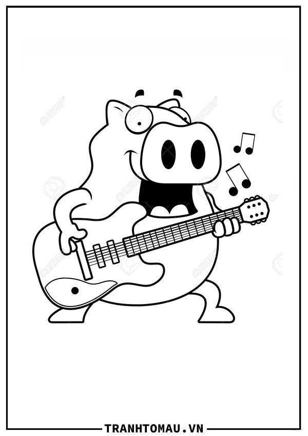 chú lợn béo chơi guitar