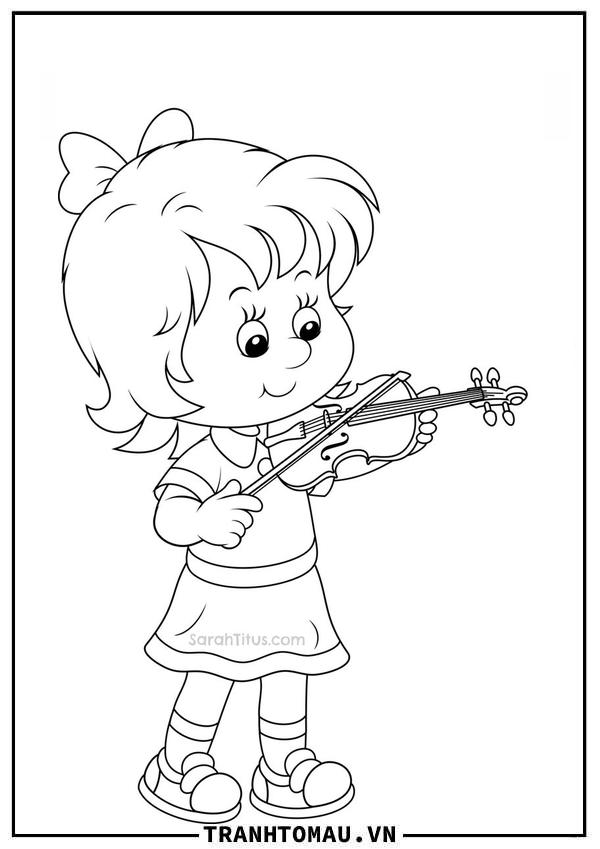cô bé đang đánh đàn violin