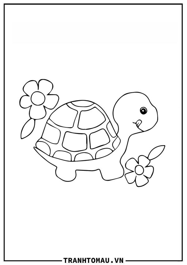 con rùa và 2 bông hoa
