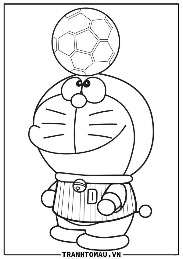 doraemon chơi với quả bóng