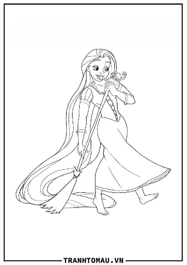 rapunzel đang quét