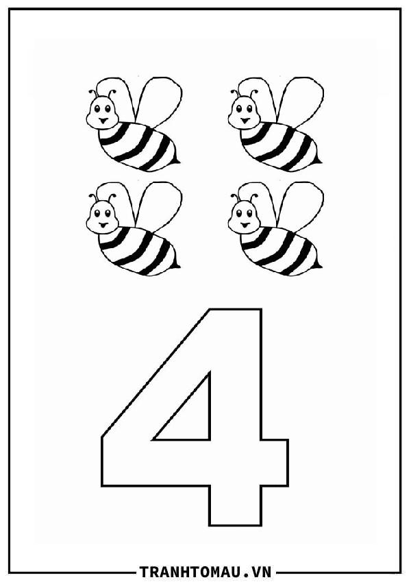số 4 và 4 con ong