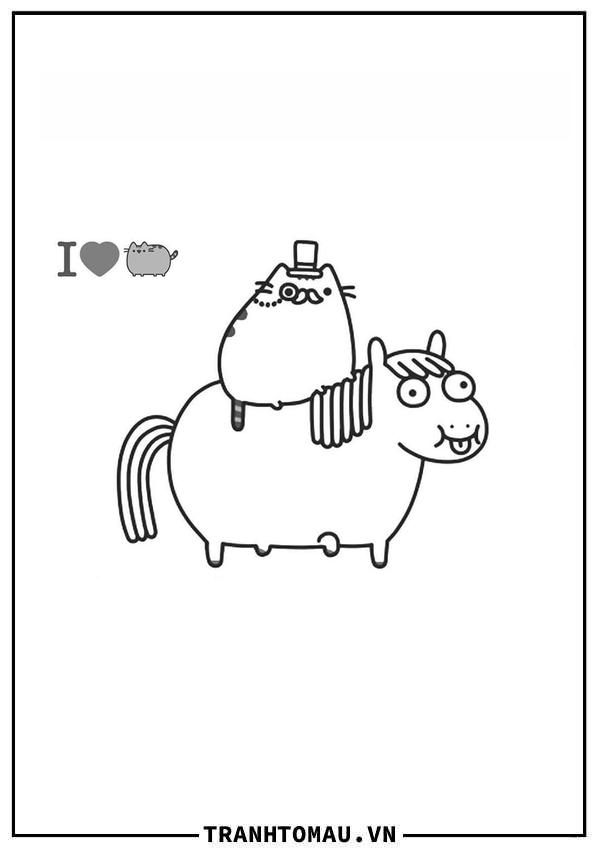 Mèo Pusheen cưỡi ngựa Pony