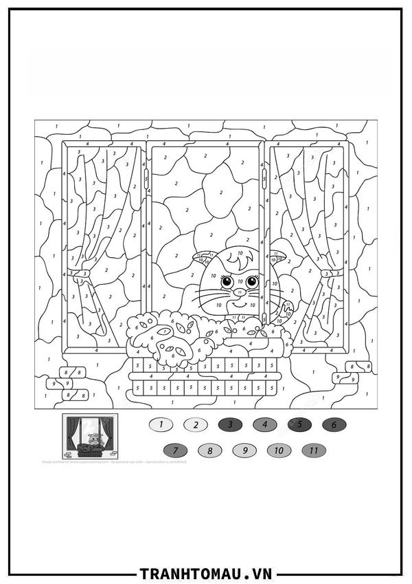 Tô Màu Theo Số Con Mèo