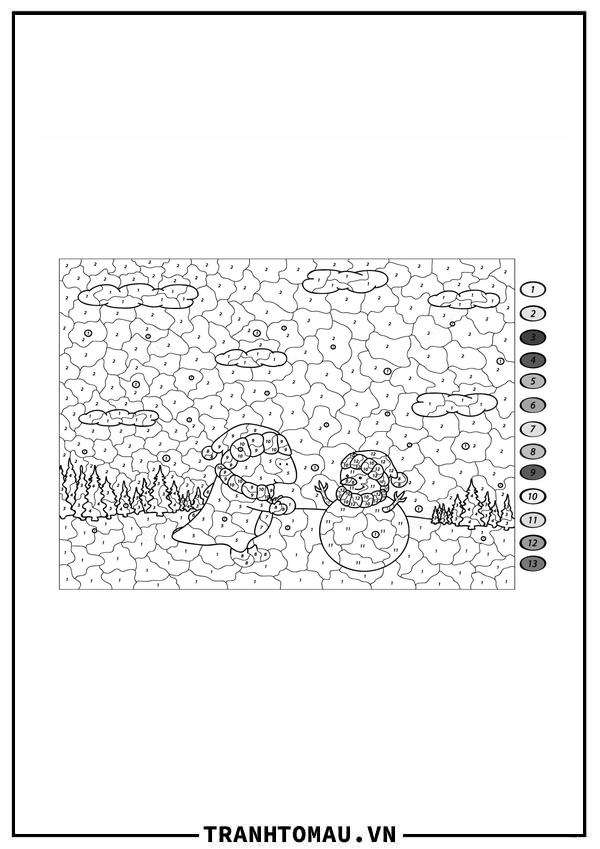 Tô Màu Theo Số Con Rồng và Người Tuyết