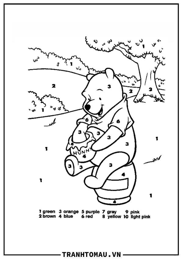 Tô Màu Theo Số Gấu Pooh